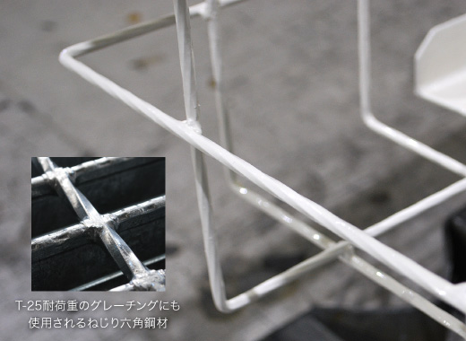 ねじり六角鋼材で造られた防球ガード