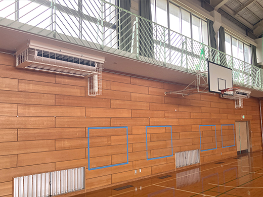 天吊形室内機用底面扉形鋼製防球ガード