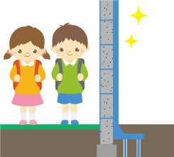 通学路のブロック塀