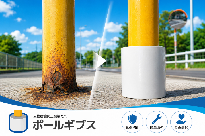 鋼管柱の地際部補強カバーポールギブス