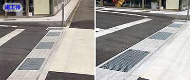 可変側溝グレーチングの跳ね上がり防止対策の定番 後付けボルト固定 Netis Ve活用促進技術 グレーチングの宝機材