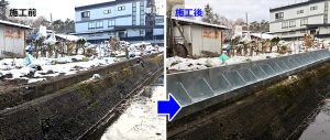 青森県弘前市水路からの雨水がオーバーフローしていた現場