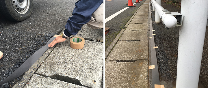 雑草芽止め防草テープ貼り付け