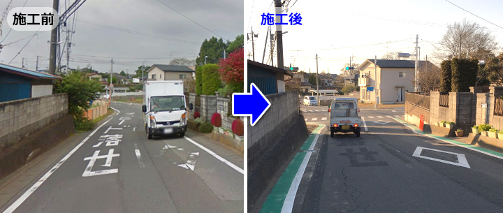 既設側溝を暗渠化し道路拡幅をした現場　茨城県牛久市