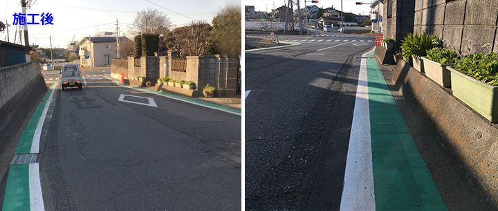 既設側溝を暗渠化し道路拡幅をした現場　茨城県牛久市