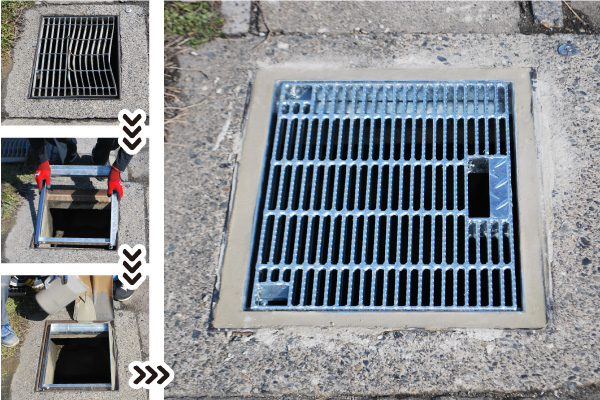 古い排水蓋の改修が簡単にできる工法